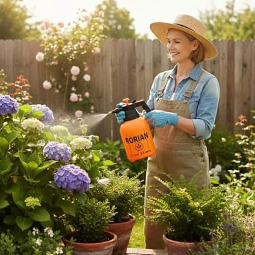RORIAN 2-Liter Pump Pressure Sprayer – Handheld Garden Sprayer with Adjustable Brass Nozzle for Plants, Lawn, Cleaning, and Fertilizing – 2L / 4.5 Pints 2