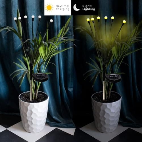 TrustBasket Fireflies Solar Light - Yellow - Set of 2 (6 Bulbs Each) Decorative Waterproof, Solar Starburst Swaying Lights When Wind Blows| Solar Lights Outdoor |LED Solar Garden Lights 4