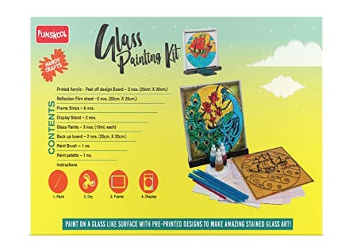 Handycrafts Funskool Glass Painting Kit, DIY Kit, Art and Craft Set for Kids, Learning, Fun & Engaging Activity for Childrens, Multicolour, Gift Set for Kids, Age 6+ Years 3
