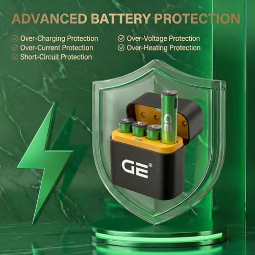 GE® AAA Rechargeable Batteries (Lithium 1.5V - 600 mWh) - New Launch in 2026 | Fast Charge Mode (Direct USB‑C + Wireless) | Pack of 4 Batteries | 10 Years of Life and 1,500+ recharges 4
