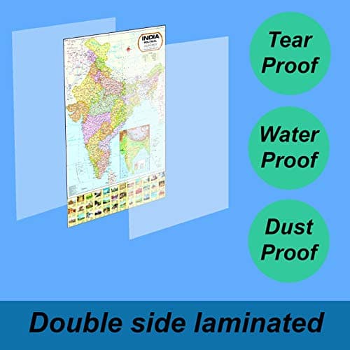 India Map & World Map Combo | LAMINATED | Size : 70 X 100 cm | India Map | World Map | Tear-Resistant, Waterproof, Adhesive Back Strips 2