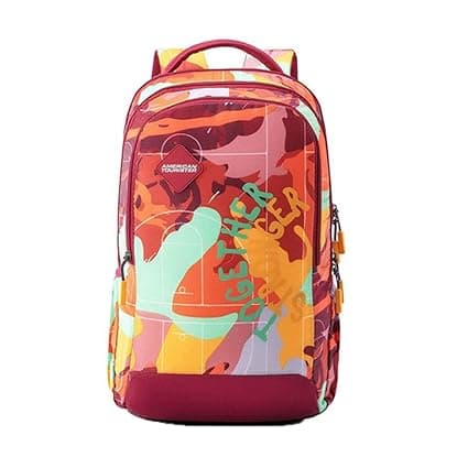 American Tourister Sest+ Polyester 2 Compartment Unisex Backpack (Red,Frsz) (Medium size)