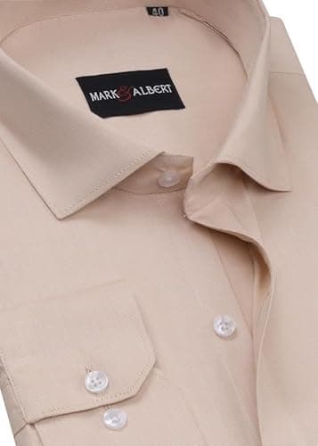MARK & ALBERT Men's Slim Fit Cotton Formal Shirt Cream 4