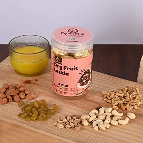 Equisential – Dry Fruit Laddoo | Purely Made with Mixed Dry Fruits and Nuts | No Sugar | No Jaggery | In Dates | 300GM | 5
