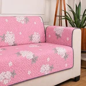 STITCHNEST 'Double Vie Collection Series' Cotton Quilted Reversible Sofa Cover 2 Seater with Arm Rest and Pocket | Size 48x60 Inch