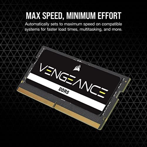 CORSAIR Vengeance SODIMM DDR5 RAM 16GB (2x8GB) 4800MHz CL40 Intel XMP iCUE Compatible Computer Memory - Black (CMSX16GX5M2A4800C40) 4