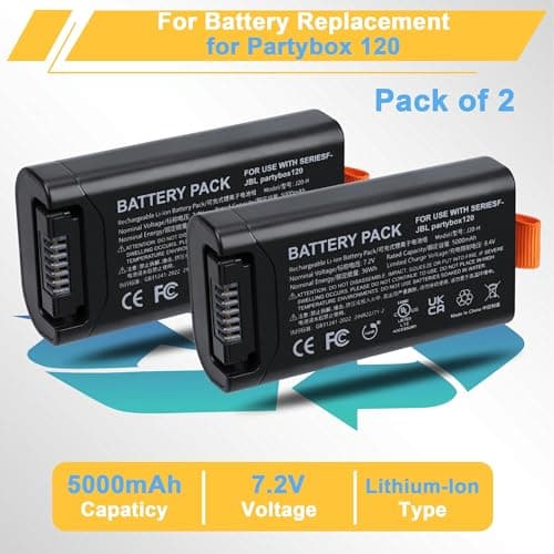 7.2V 5000mAh 36Wh Replacement Battery Compatible for JBL PartyBox Club 120 – Lithium-Ion Battery Pack with USB Data Cable 4