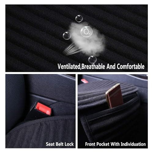 Suninbox Black Car Seat Covers,Buckwheat Hulls Car Seat Cushion,Truck Seat Covers,Compatible Sedan SUV Van MPV,Car Seat Pads,Bottom Seat Covers for Cars[Black Front Seat] 6