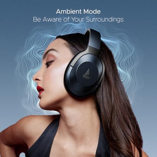 Boat Nirvana 751 ANC,65Hrs Battery,Hybrid Active Noise Cancellation(33dB),Fast Charge,Ambient Mode,Integrated Controls,Carry Pouch,Bluetooth Over Ear Headphones,Wireless Headphone with Mic(Bold Blue) 5