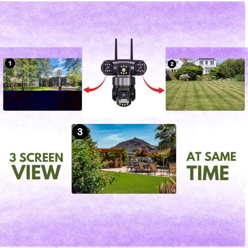 Maizic Smarthome Batman Black 3in1 HD WiFi CCTV Camera Three Lens/3 Screen View Home Security with Pan Tilt 360� View & 2 Side Camera Horizontally Rotate 180�, 2 Way Talk 2