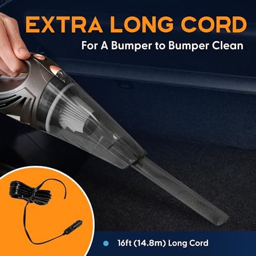 ThisWorx for Car Vacuum Cleaner 12V Handheld Portable for Deep Cleaning|110W Vacuum Motor&4200Pa Powerful Suction,16 Ft Cord,Hepa-Filter&Bag for Travel-Car Accessories(Black),1.089 Kilogram 3