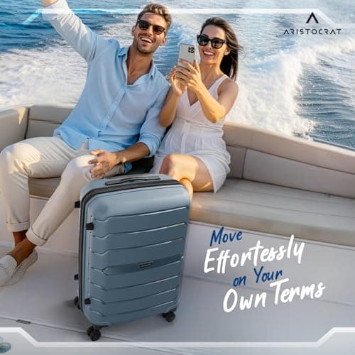 Aristocrat Liberty Medium (Check-in) Polypropylene Hard Spinner Trolley Bag, 68Cm|Combination Lock|8 Wheels|3 Years International Warranty|Spanish Blue 2