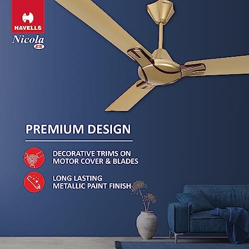 Havells 1200mm Nicola Energy Saving Ceiling Fan (Bronze Copper, Pack of 1) 2 Star 5