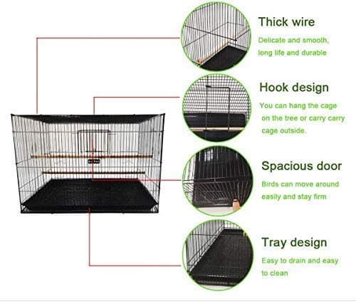 30" Bird cage for Budgies,Finches,Love Birds,Cocktails,Conures,CuttlefishBone Holder,Cuttlefish Bone,1gate to Install breeding Box,1 perchstick,2cups - (Colors May Vary)(30 Inch) 4