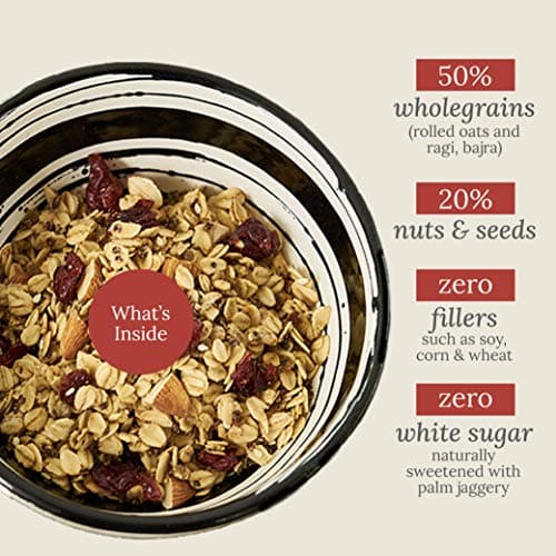 Wingreens Harvest Toasted Millet Muesli 250 g, Cranberry & Almond, Natural, Breakfast Cereal, Healthy Gluten-Free Cereals with Whole Grains, Dried Fruits, Nuts and Seeds, No Artificial Preservatives 4