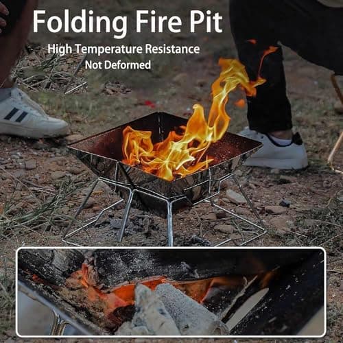 Cloudzy Bbq Grill Folding Charcoal Barbecue Folding Fire Pit Outdoor Wood Burning Fireplace Campfire Grill Barbecue Rack Camping Stove Burner, Free Standing 5