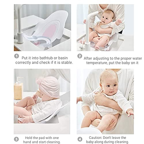MOPPETS Clean Rinse Baby Hands-Free Buttock Washing Rack, Infant ; Multifunction Anti-Slip Baby Sponging Bather for Use on Counter Sink 0-12 Months (Washer-White) 3