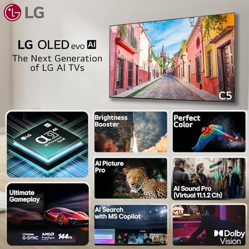 LG 164 cm (65 Inches) OLED evo C5 AI Series 4K Ultra HD (3840 x 2160) Smart webOS OLED TV OLED65C56LA 2