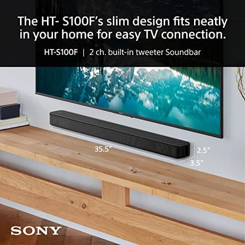 Sony HT-S100F 2.0 Ch Dolby Audio Soundbar with Bass Reflex Speaker for deep Bass, Bluetooth Wireless Audio with LDAC,S-Force Front Sound, HDMI ARC & Optical Connectivity, Slim Design 2