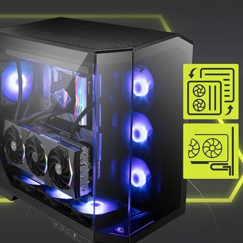 MSI MAG PANO 100R PZ - Premium Mid-Tower Gaming PC Case - Tempered Glass Side Panel - 4X ARGB 120mm Fans - Liquid Cooling Support up to 360mm Radiator - Black Color Case 5