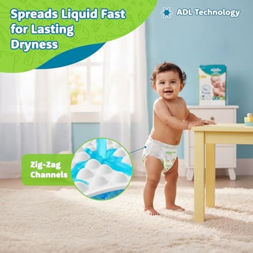 Amazon Brand - Supples Premium Diapers, Large (L), 27 Count, 9-14 Kg, 12 hrs Absorption Baby Diaper Pants 3