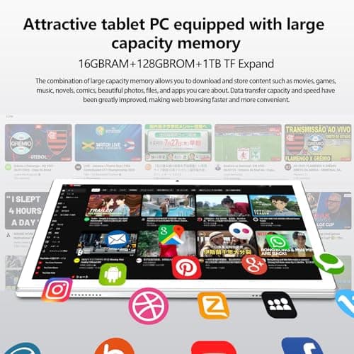 EITOMIN 10 Inch Tablet 2024 Newest Android 13 Tablet 128GB ROM 16GB RAM + 1TB Expandable Octa-Core Tablet with Keyboard 5G WiFi Tablet 1080FHD/13MPCamera/7000mAh/Bluetooth 3