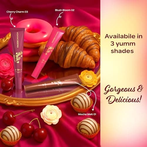 FACES CANADA Peptide Gloss Lip Balm - Cherry Charm 03, 10 ml | Tinted Lip Balm | Deeply Nourishing | Lightweight | Soft & Smooth Finish | Overnight Lip Treatment | With Butters & Hyaluronic Acid Infus 5