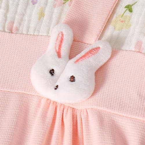 Hopscotch Girls Short Sleeves Pink Lace Collar Floral Cotton Romper For Ages (6-9 Months) 5