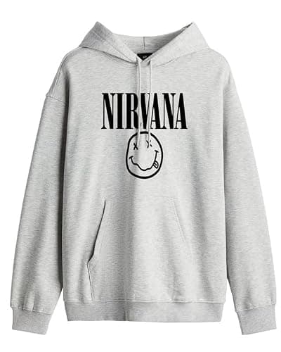 THE DUFFERS | Nirvana Hoodie for Men's & Women's Cotton Hooded Hoodies Sweatshirt Unisex Grey M