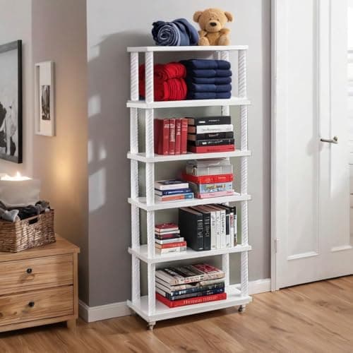Jureto Book Self – Layer Portable Book Shelf, Kids Books Racks for Home Plastic, Bookshelf for Home, Book Shelves, Book Stand, Book Organizer, Book Rack for Study Room/Library/Bedroom (6 Shelf) 5