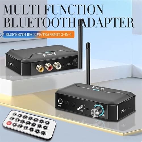 MICROWARE T300 2-in-1 Audio Adapter Bluetooth-Compatible 5.3 NFC Receiver Transmitter with Remote Control,for TV/PC/Car/MP3/CD Player/Speaker/Handset, Support NFC 3
