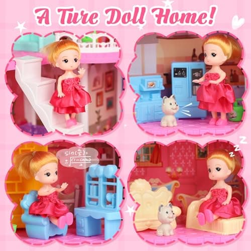 Lehoo Castle Doll House with12 Rooms, Pink Dollhouse Play Set, Ideal Gift for 3 4 5 6 Year Old Girls 4