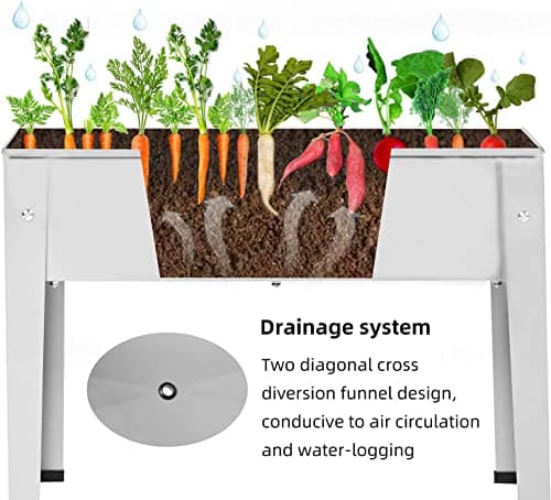 INDIAN DECOR 90104 Raised Garden Bed, Garden Raised Planter Box with Legs, Galvanized Garden Planter for Herbs and Vegetables (24" Grey) 4