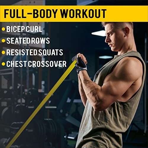 FitBox Sports Natural Rubber Resistance and Pull Up Band (15Kg to 25Kg- Yellow) Cross Training Exercise Band for Home Gym Fitness | Loop Band | Stretching Band | for Men & Women 5