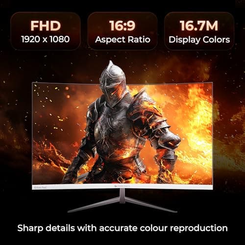 Zebronics 31.5 Inch FHD Curved Gaming Monitor with 220Hz, 300 nits, 1ms MPRT, HDR10, 1080p, Adaptive Sync, HDMI & DP Port, USB, Built-in Speakers, Wall Mountable, Bezel-Less Design (AC32FHD) 5