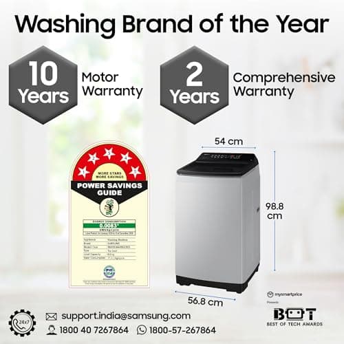 Samsung Smart Choice 8 kg, 5 star, Eco Bubble Tech, Digital Inverter Motor, Soft Closing Door, Fully-Automatic Top Load Washing Machine (WA80BG4441BGTL, Light Gray) 2