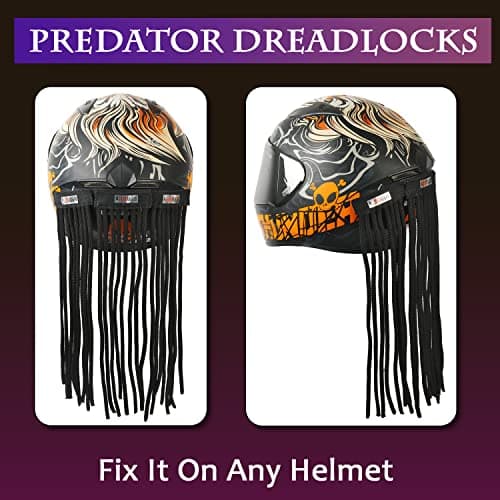 Grandbiker Polyester Universal Design Predator Dreadlocks/Add-On Hair Attachment for Rider Helmet, Black and Neon 6 mm predator with 24 hair length ( Helmet not incluted) 4