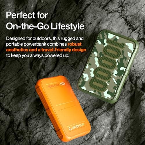 Ambrane 10000mAh Power Bank, Rugged & Slim, 22.5W Fast Charging, Compact & Travel-Friendly, USB & Type-C Output, PD & QC, Compatible with iPhone, Samsung, Oneplus & All Android (Force 10K, Orange) 5