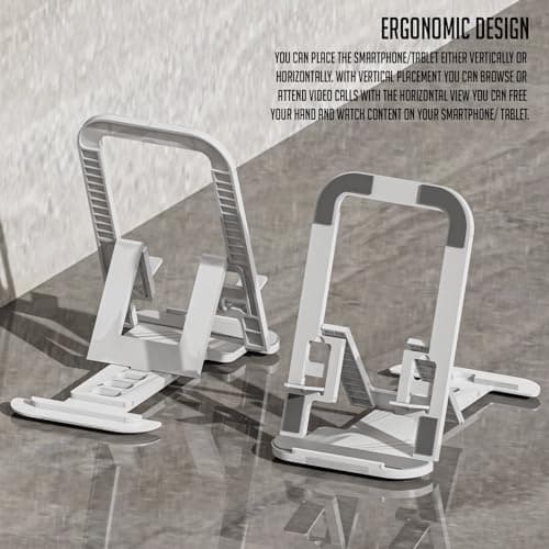 Lapster Grey Desktop Foldable Mobile and Tablet Holder, Designed with ABS Material, Offers Multiple Viewing Angles and Features Anti-Slip Strips for Added Stability-Grey. 4