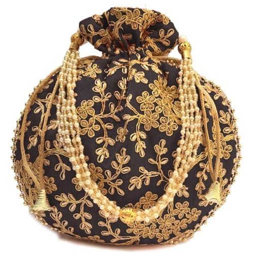 IGH India Gift Hub Handmade Embroidered Potli Bag for Women | Traditional Drawstring Pouch | Ideal for Weddings | Return Gifts | Festive Occasions | Traditional Indian Goody Bags | Multicolor