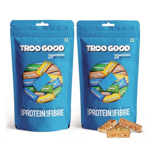 TROOGOOD India's First Toffee Chikki 40 Bars (20x2 Pack) | High Protein Millet Snack Bars with Jaggery, Dry Fruits, Nuts & Seeds | Healthy & High Nutrition Snacks, Travel Pack, Birthday Pack | 4 Flavo