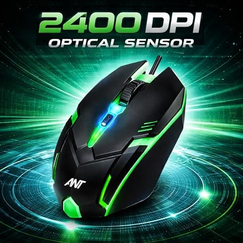 Ant Globe 12 Wired Optical Gaming Mouse - 2400 DPI High-Precision Sensor, Multicolour RGB Backlight, 4 Responsive Buttons, Ergonomic Lightweight Design for PC, Mac, Laptop & Desktop (Black) 3