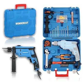 WONDERCUT Professional-Impact Drill Tool Kit, 810W, 3000 RPM,13mm Chuck, Blue BMC Box WC-13DK-200 Power & Hand Tool Kit (105 Tools)