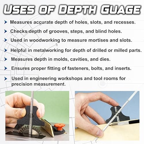 Digital Craft 12-Inch Depth Gauge (300mm) Stainless Steel Precision Measuring Tool for Engineering, Machining & Industrial Use, Accurate Depth Measurement Instrument for Workshops 5