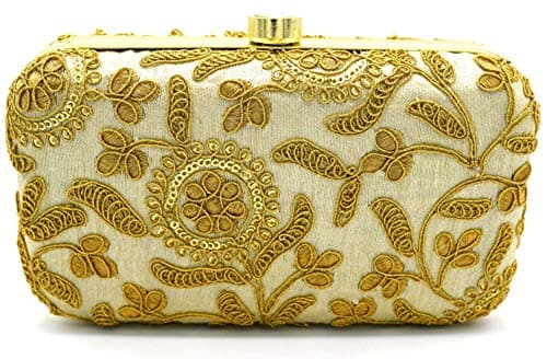 TOOBA Women Handicraft Hand Embroidered Box Clutch Bag Purse For Bridal, Casual, Wedding