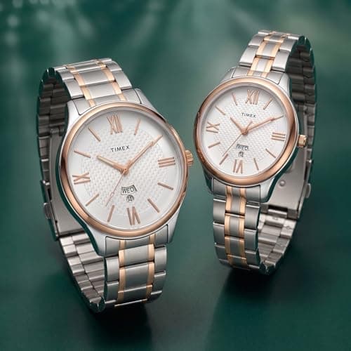 TIMEX Empera Round 43mm Silver Dial Analog Pair Watch - TW00PR285 2