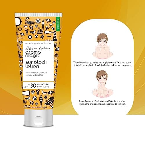 Aroma Magic Matte Sunblock Sunscreen Lotion | SPF 30 PA++ Protection with Non-Nano Zinc Oxide | No Parabens, Alcohol-Free | Calendula, Chamomile | Chemical-Free | All Skin | 100ml | Pack of 1 5