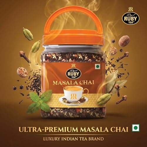 ROYAL RUBY TEA Masala Tea 250g | 100% Assam CTC Blend with Real Indian Spices | Enriched with Cardamom Ginger Cloves Bay Leaf Tulsi Nutmeg & Black Pepper | Refreshing | All Natural | No preservatives  3