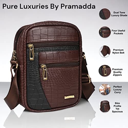 Pramadda Pure Luxury Stylish Vegan Leather Sling Messenger Bag For Men | Special Rakhi Rakshabandhan Gift For Brother | Rakhi For Brother Combo Gift Set. 5
