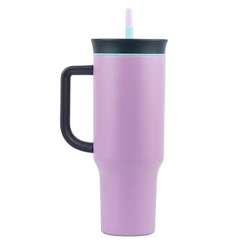Tumbler with lid and Straw 1200ML Cup Stainless Steel Vacuum Insulated Tumbler for Water, Iced Tea or Coffee 1.2L Office Gym Travelling (Purple Black)